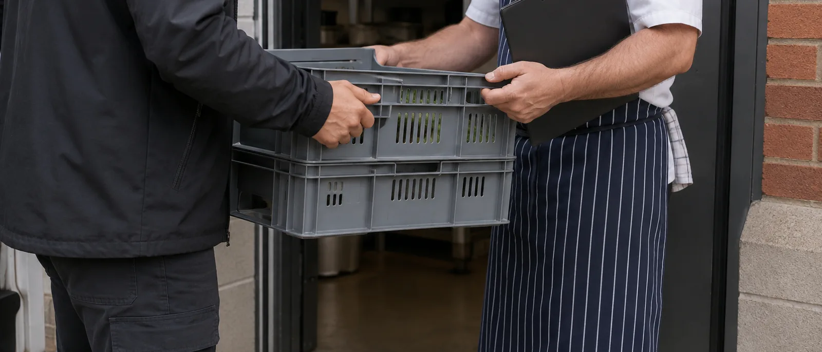 A Swiftver delivery being handed over and signed for at a customer's door